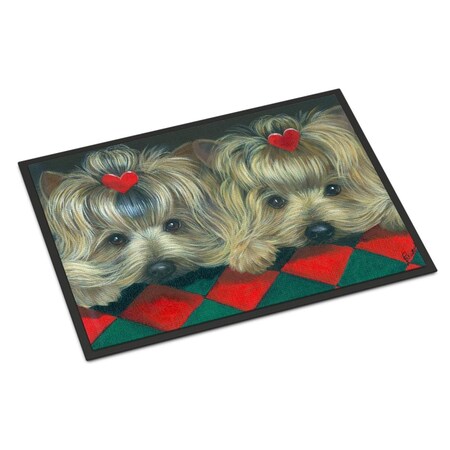 Carolines Treasures 18 x 27 in. Yorkshire Terrier Yorkie 2 Hearts Indoor or Outdoor Mat PPP3290MAT